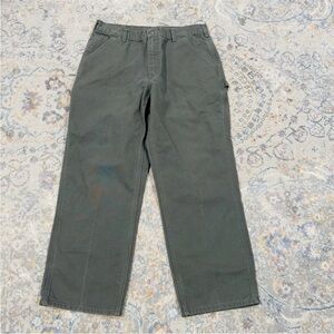 Carhartt Mens Duck Canvas Carpenter Workwear Pants 36x30 Green B11-MOS Dungaree
